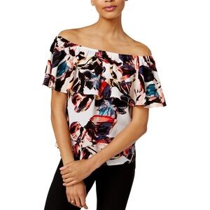 Bar III Floral ruffled top, Size XS